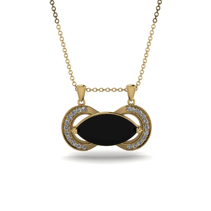 Marquise Vintage Black Diamond Necklace - Marley No. 7