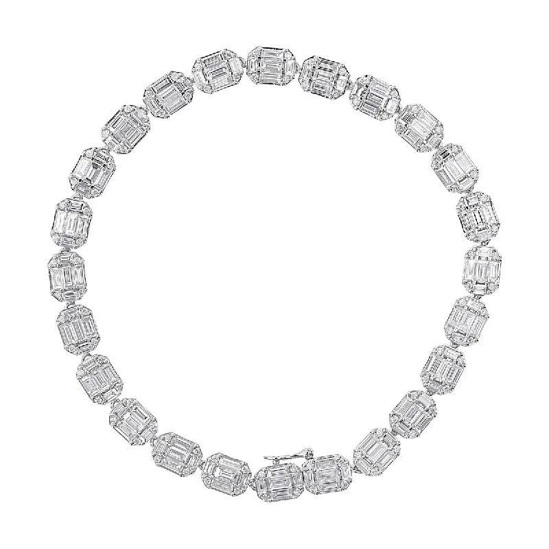 Elegant Tennis Bracelets For Bridal Glam-Sunburst Diamond Line Bracelet