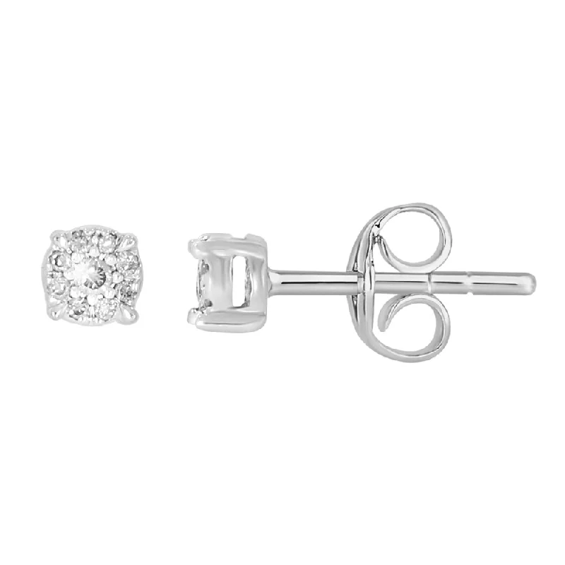 Unique Pearl Earrings For Special Occasions-9ct White Gold Diamond Stud Earrings 18 Brilliant Cut Diamondss