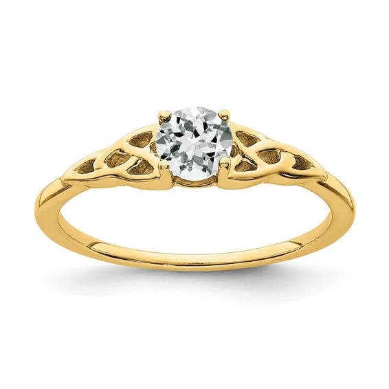 Elegant Engagement Bands For Timeless Proposals-10k or 14k Gold 4.5mm Round Gemstone Celtic Knot Side Rings