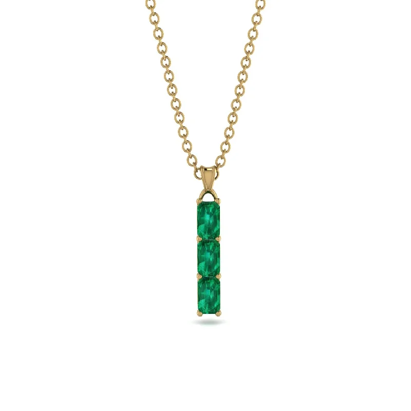 3 Emeralds Cut Emerald Necklace With Hidden Diamonds - Ember No. 19