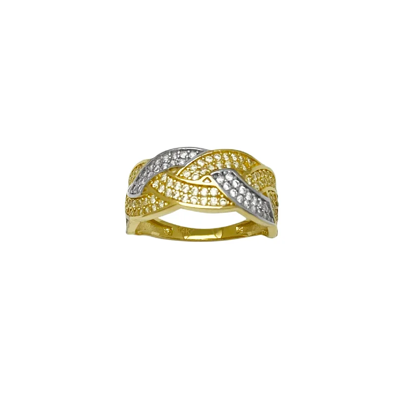 Vintage Diamond Rings For Timeless Beauty-Two-Tone Pavé Braided Band Ring (14K)