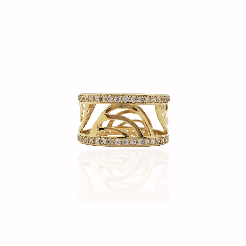 Elegant Promise Rings For Meaningful Gifts-Waves CZ Ring (14K).