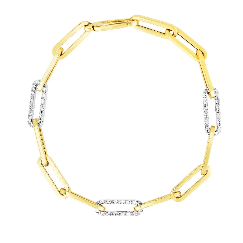 14K .96ct Diamond Paperclip Chain