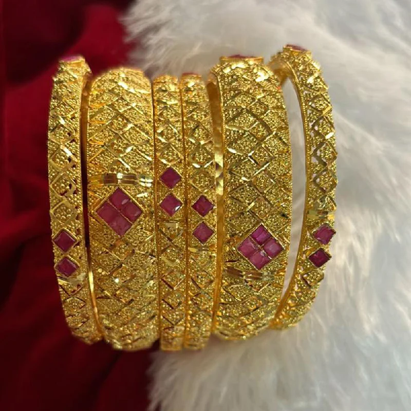 Sparkling Crystal-Set Bangles For Special Occasions-Pari Art Jewellery Forming Gold Bangles Set