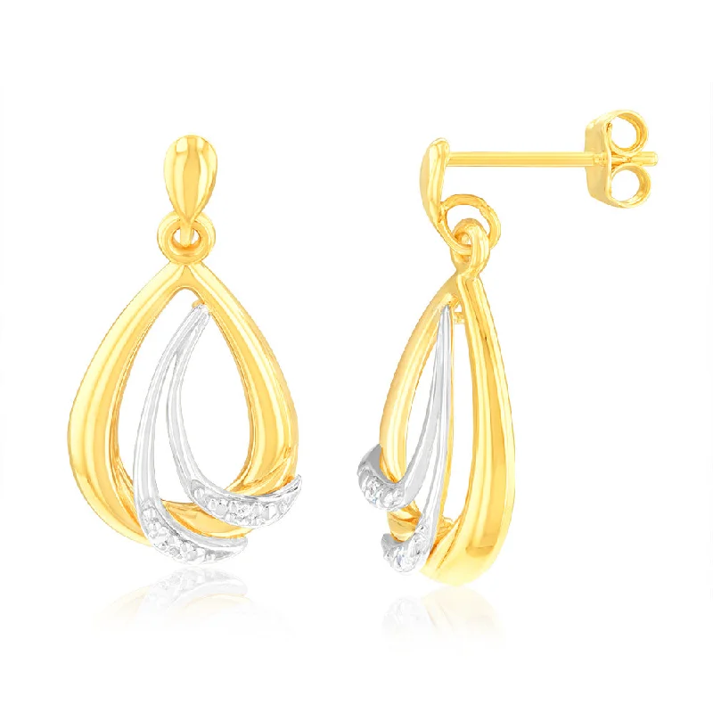 Rose Gold Earrings For Stylish Touch-9ct Charming Yellow Gold Diamond Drop Earrings