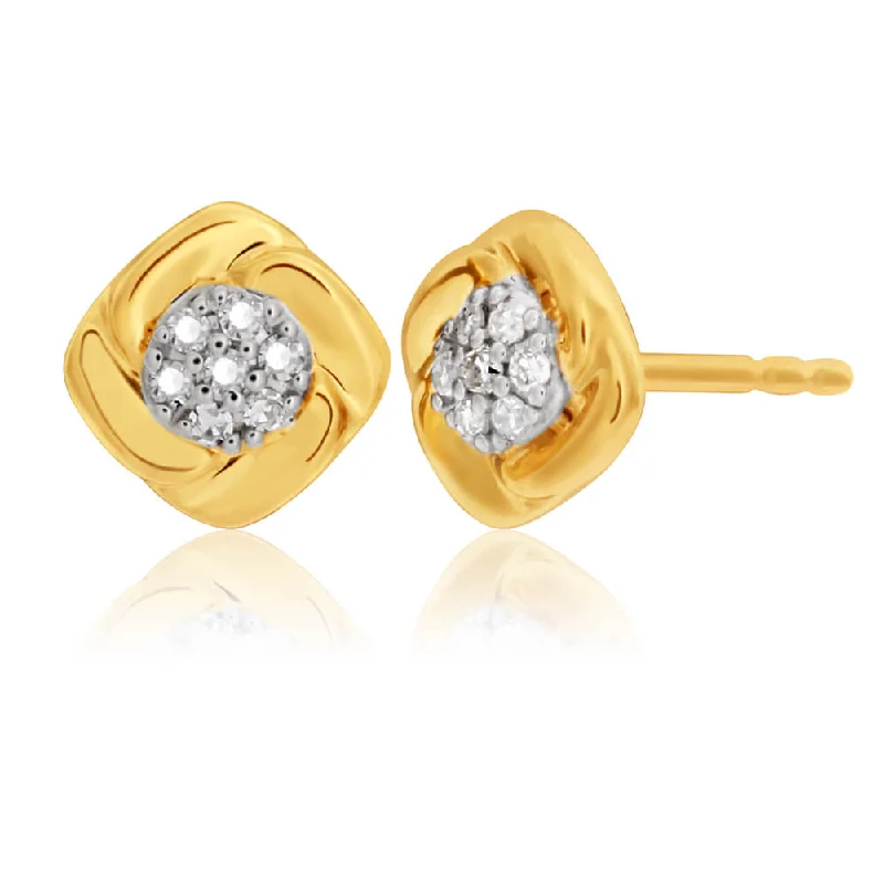 Gold Dangle Earrings For Glam Looks-9ct Yellow Gold Gorgeous Diamond Earrings