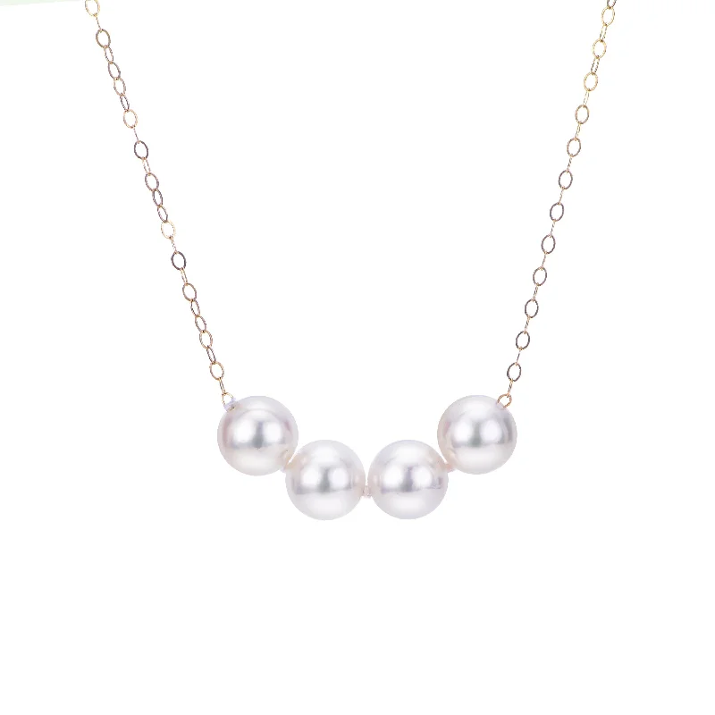 6mm Start-Her Pearl Necklace On 14K Yellow Gold Chain