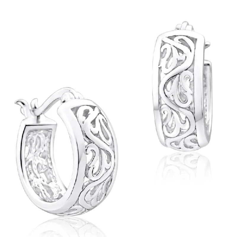 Unique Dangling Earrings For Special Occasions-Sterling Silver Oxidised Hoop Earrings