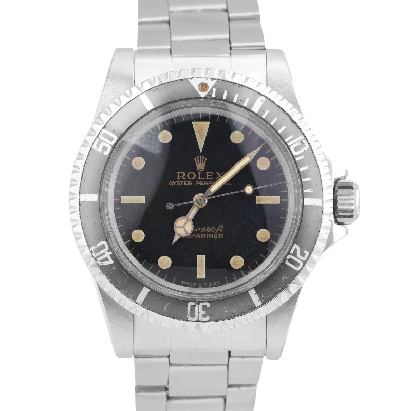 Timeless Digital Watches For Everyday Glam-VINTAGE 1966 Rolex Submariner No-Date GILT DIAL 40mm Steel Automatic 5513 Watch