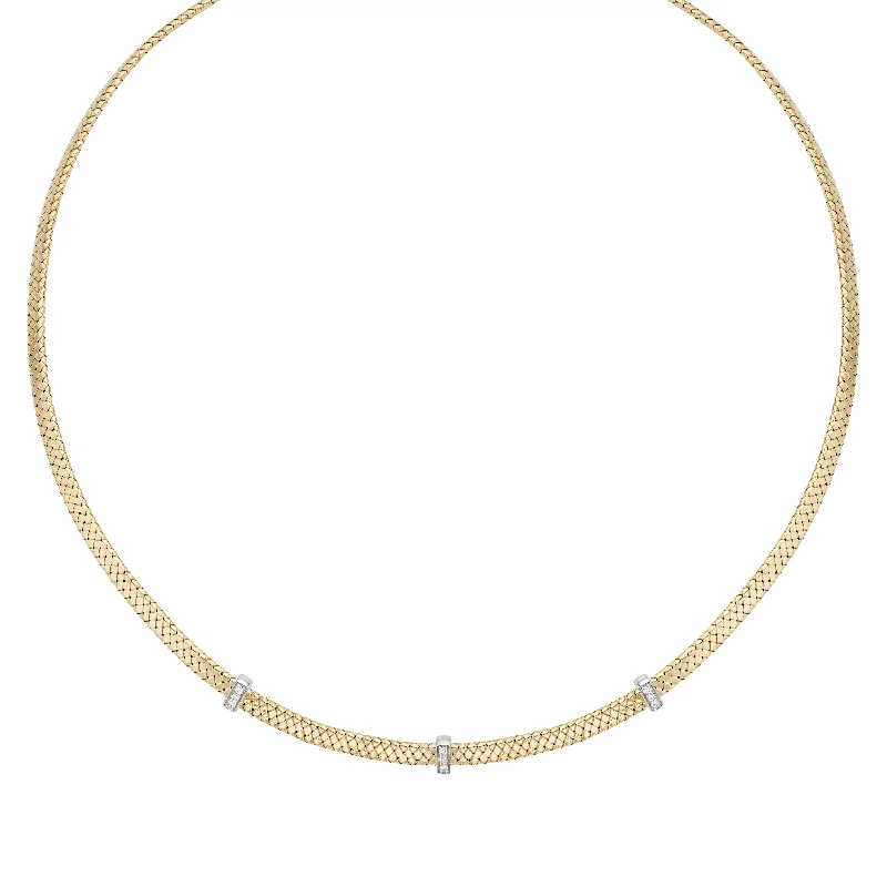 14K Gold Basketweave Diamond Accent Necklace