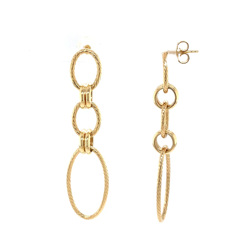 Unique Earrings For Trendsetting Styles-14K Oval Textured Drop Earrings