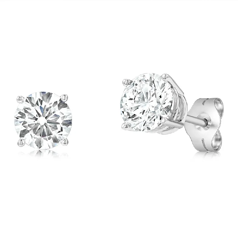 Artistic Earrings For Boho Style-Luminesce Lab Grown Diamond 1.5 Carat Solitaire Stud Earrings in 14ct White Gold