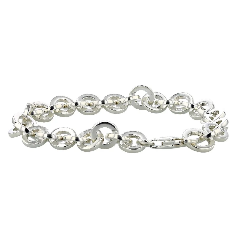 Stunning Gemstone-Set Bracelets For Luxe Appeal-Sterling Silver Circle Link 7.5-Inch Bracelet