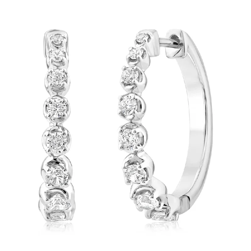 Exclusive Earrings For Fashion Forward Style-2/3 Carat Diamond Hoop Earrings in 10ct White Gold