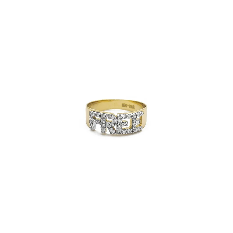 Sparkling Halo Rings For Timeless Elegance-'FREE' Wording Ring (14K)