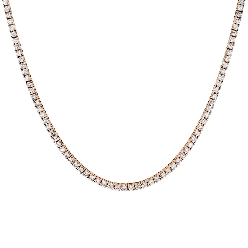 18kt Rose Gold Diamond Tennis Necklace