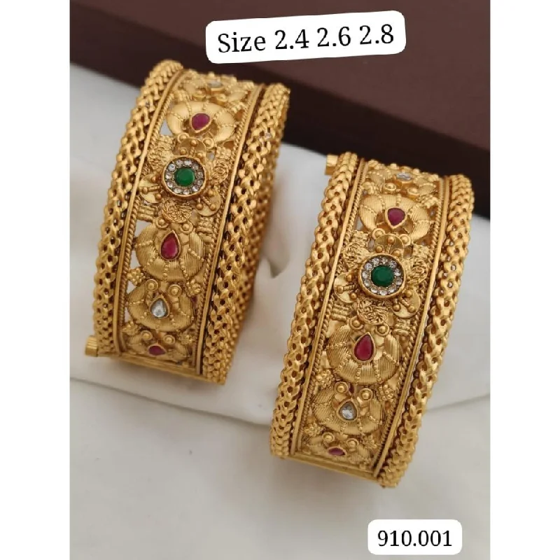 Beautiful Charm Bangles For Fun Fashion-Akruti Collection Gold Plated Pota Stone Openable Bangle