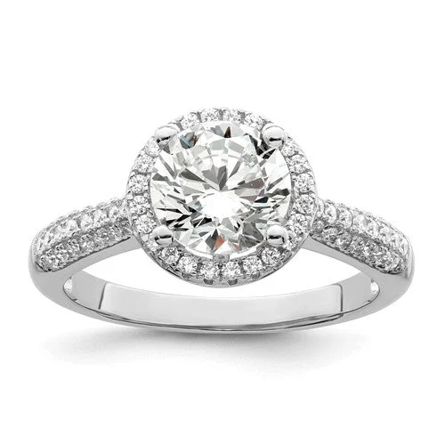 Beautiful Platinum Rings For Wedding Glam-Sterling Silver & CZ Brilliant Embers Round Halo Ring