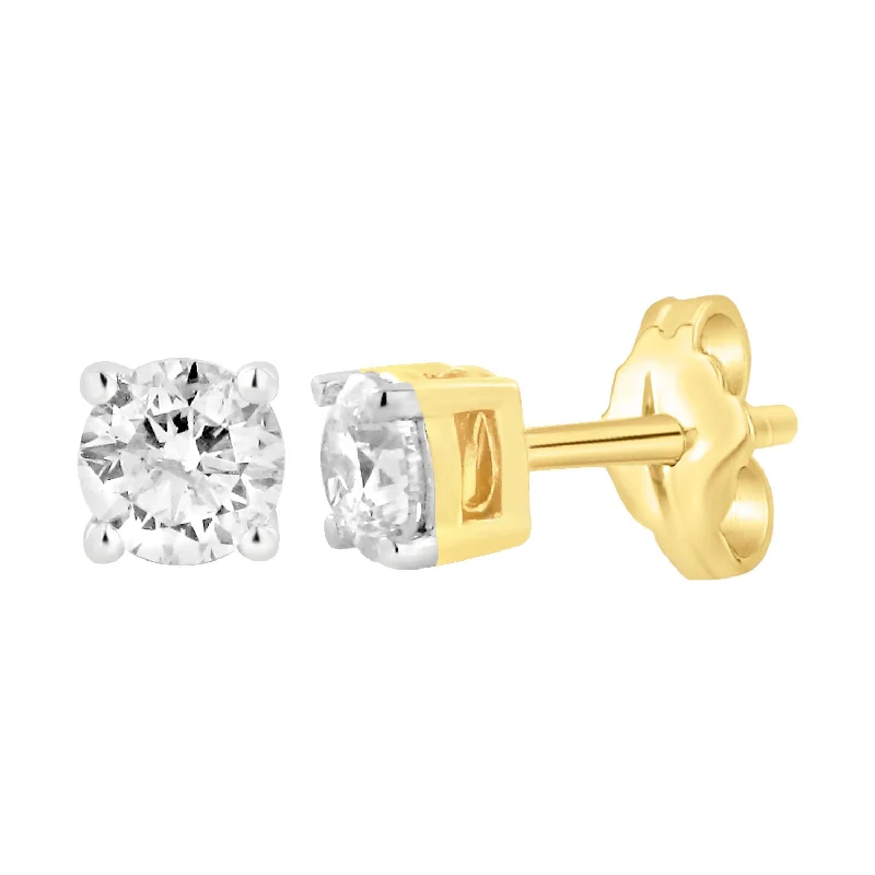 Edgy Earrings For Bold Fashionistas-9ct Yellow Gold 3/4 Carat Diamond Stud Earrings