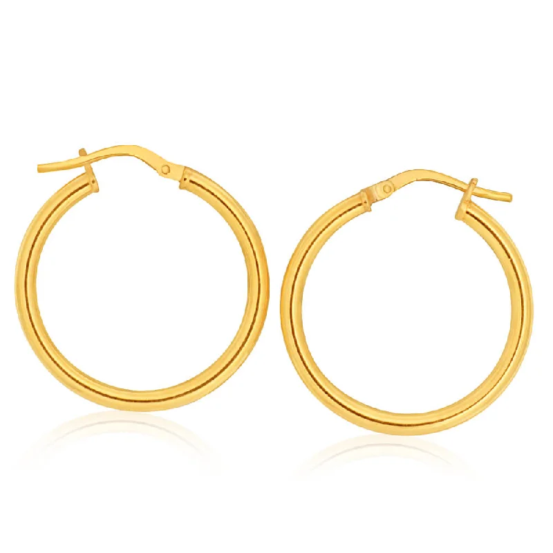 Pearl Earrings For Elegant Looks-9ct Yellow Gold Silver Filled Plain 20mm Hoop Earrings