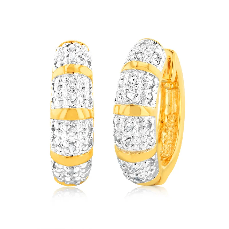 Bold Earrings For Confident Women-1/5 Carat Diamond Hoop Earrings in Gold Plated Silver