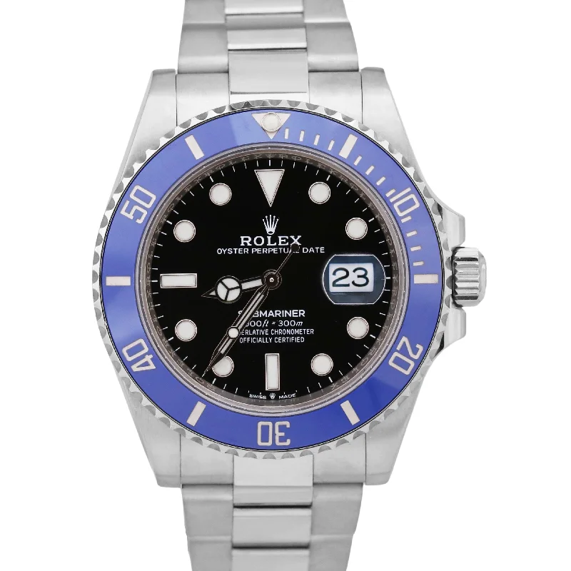 Solar-Powered Sport Watches For Sustainable Fashion-MINT 2023 Rolex Submariner Date 41 BLUEBERRY 18K White Gold BLUE 126619 LB BOX