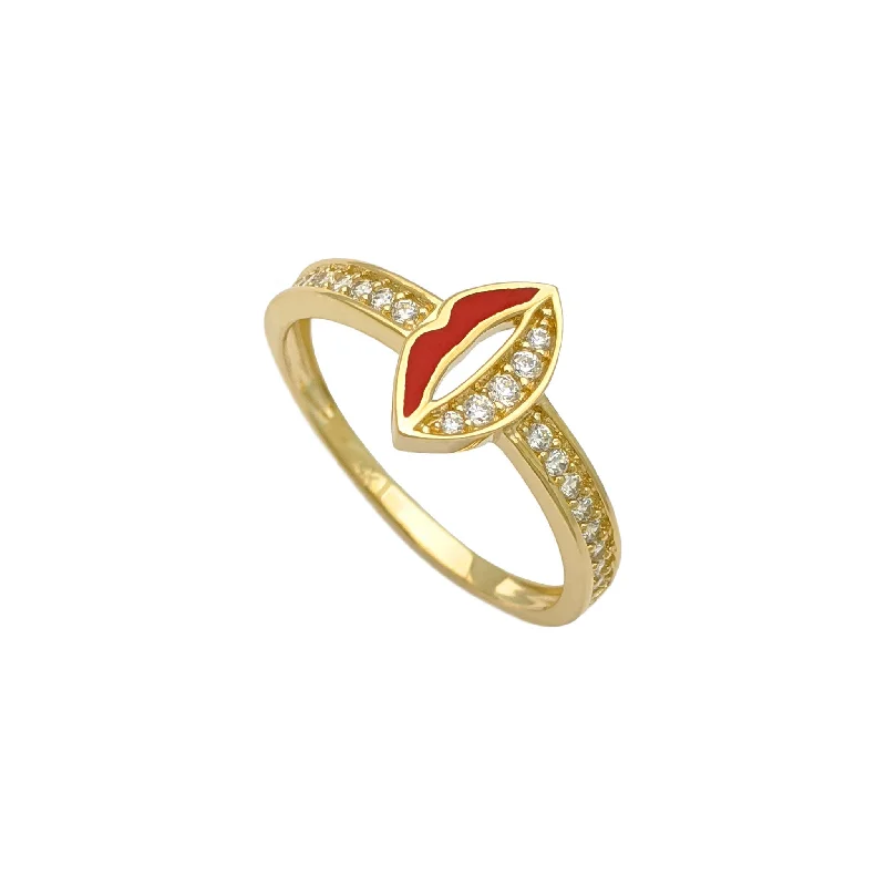 Custom Birthstone Rings For Thoughtful Gifts-Luscious Lips Ring (14K)