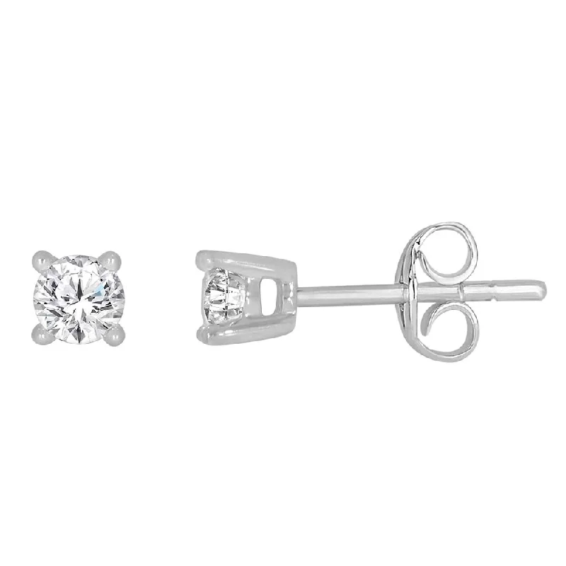 Beaded Earrings For Craft Lovers-9ct White Gold 1/4 Carat Diamond Stud Earrings