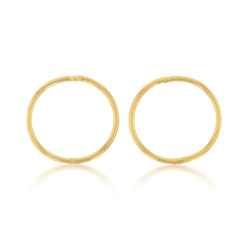 Unique Earrings For Fashion Collectors-Gold Plated Sterling Silver Plain 16mm Sleeper Earrings