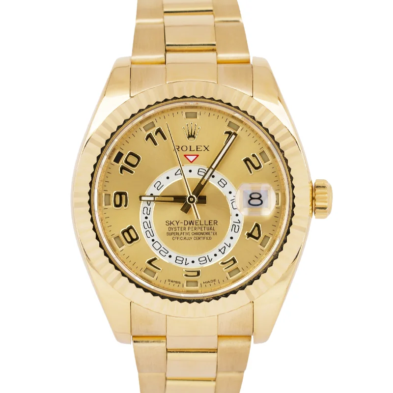 Colorful Digital Watches For Trendy Looks-MINT Rolex Sky-Dweller CHAMPAGNE ARABIC 18K Yellow Gold Oyster 42mm 326938 BOX