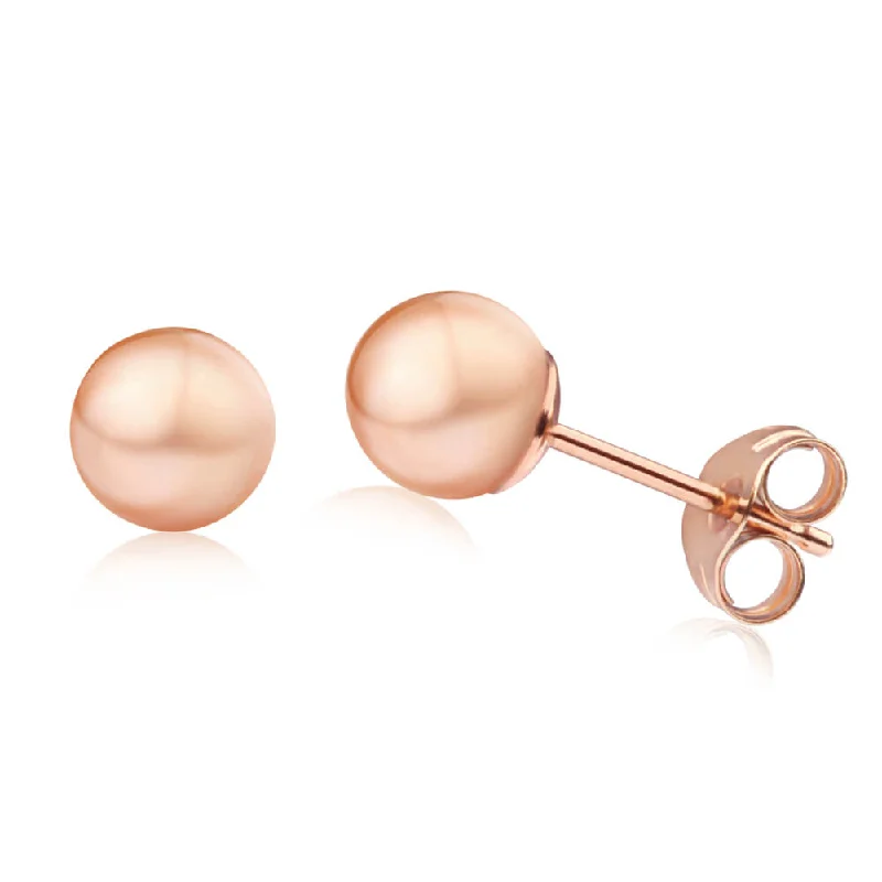 Trendy Earrings For Casual Outfits-9ct Rose Gold 5mm Ball Stud Earrings