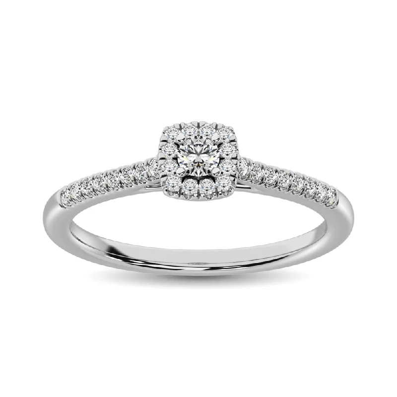 Custom Engagement Rings For Personalized Glam-14K White Gold 1/4 Ctw Diamond Engagement Ring