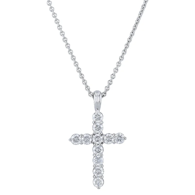 Diamond Cross Pendant White Gold Necklace