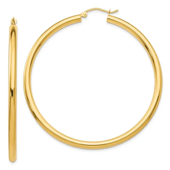 Creative Earrings For Fun Outfits-14K 3MM Large Tube Hoop Earrings