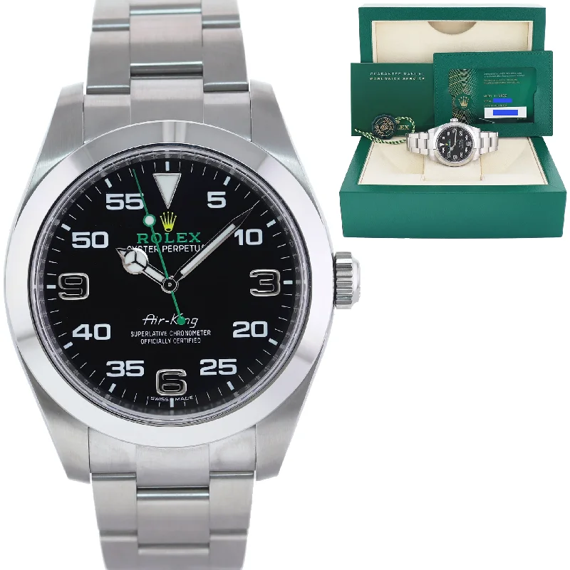 Stylish Travel Watches For On-the-Go Fashion-2020 NEW PAPERS Rolex Air-King 116900 Green Arabic 40mm Steel Watch Box