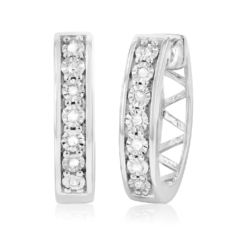 Chunky Earrings For Bold Fashion Choices-14 Diamonds Hoop Earrings in Sterling Silver